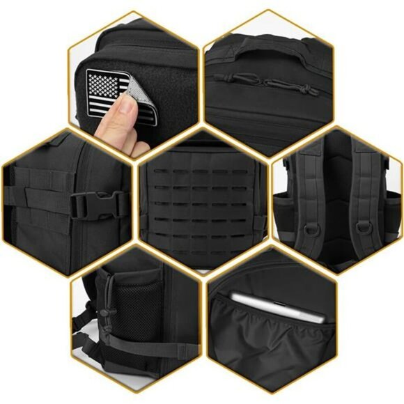 QTQY Tactical Backpack 25L Molle Military Bug Out Hiking Daypack Bag Men - Picture 6 of 7